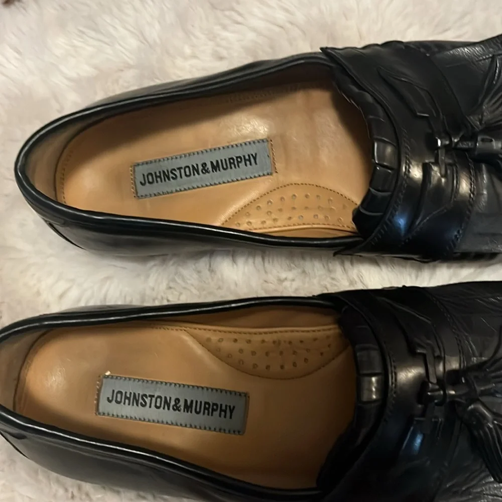 Johnston & Murphy Men’s Black Leather Loafer Slip On Tassel Dress Shoes  Sz 9